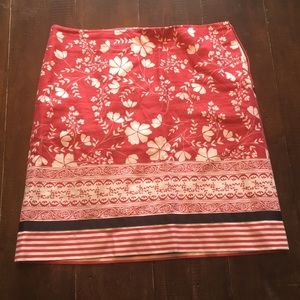 EUC Ann Taylor Loft Pink/White & Navy Pencil Skirt